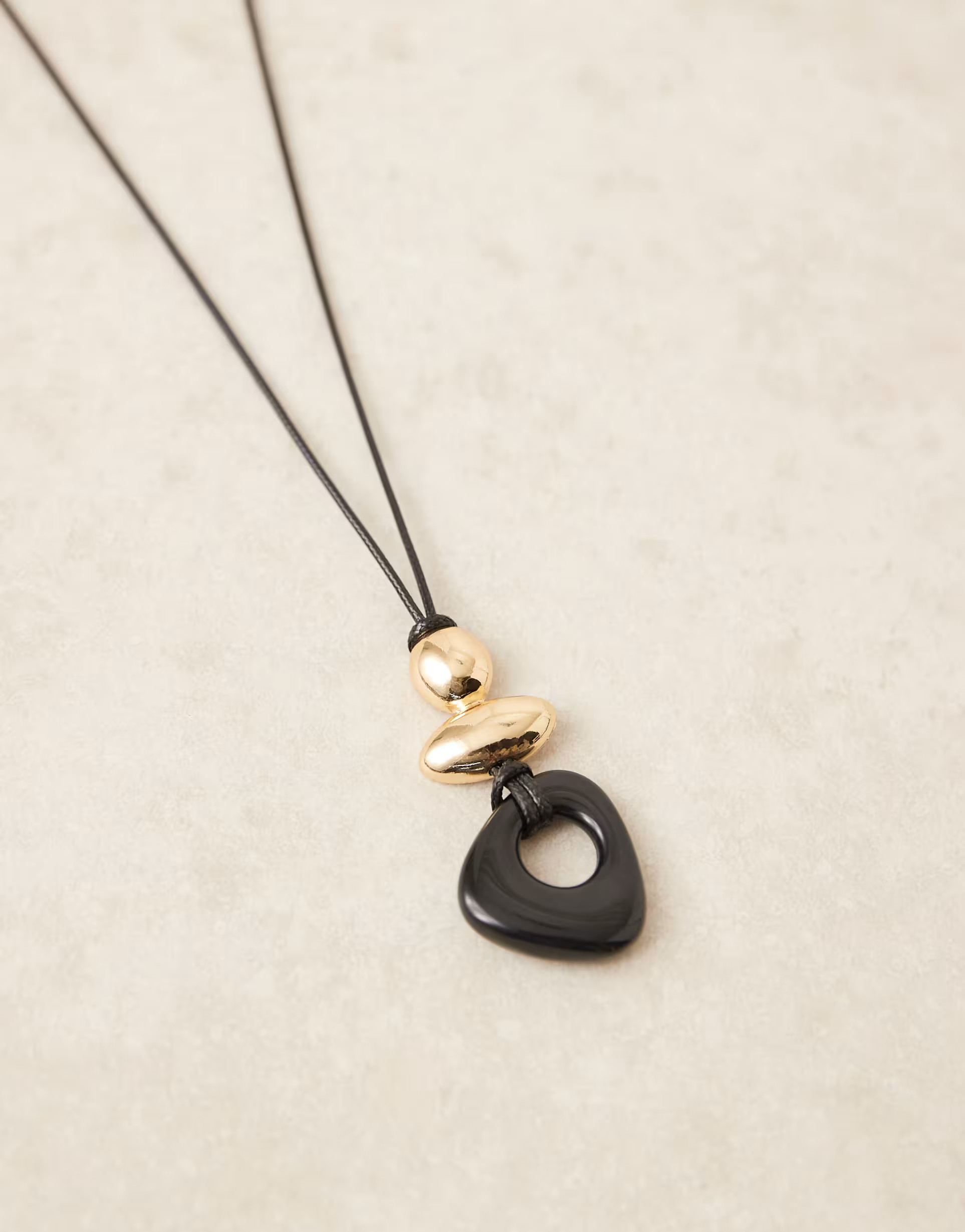 DesignB London resin pendant cord necklace in black and gold | ASOS | ASOS (Global)