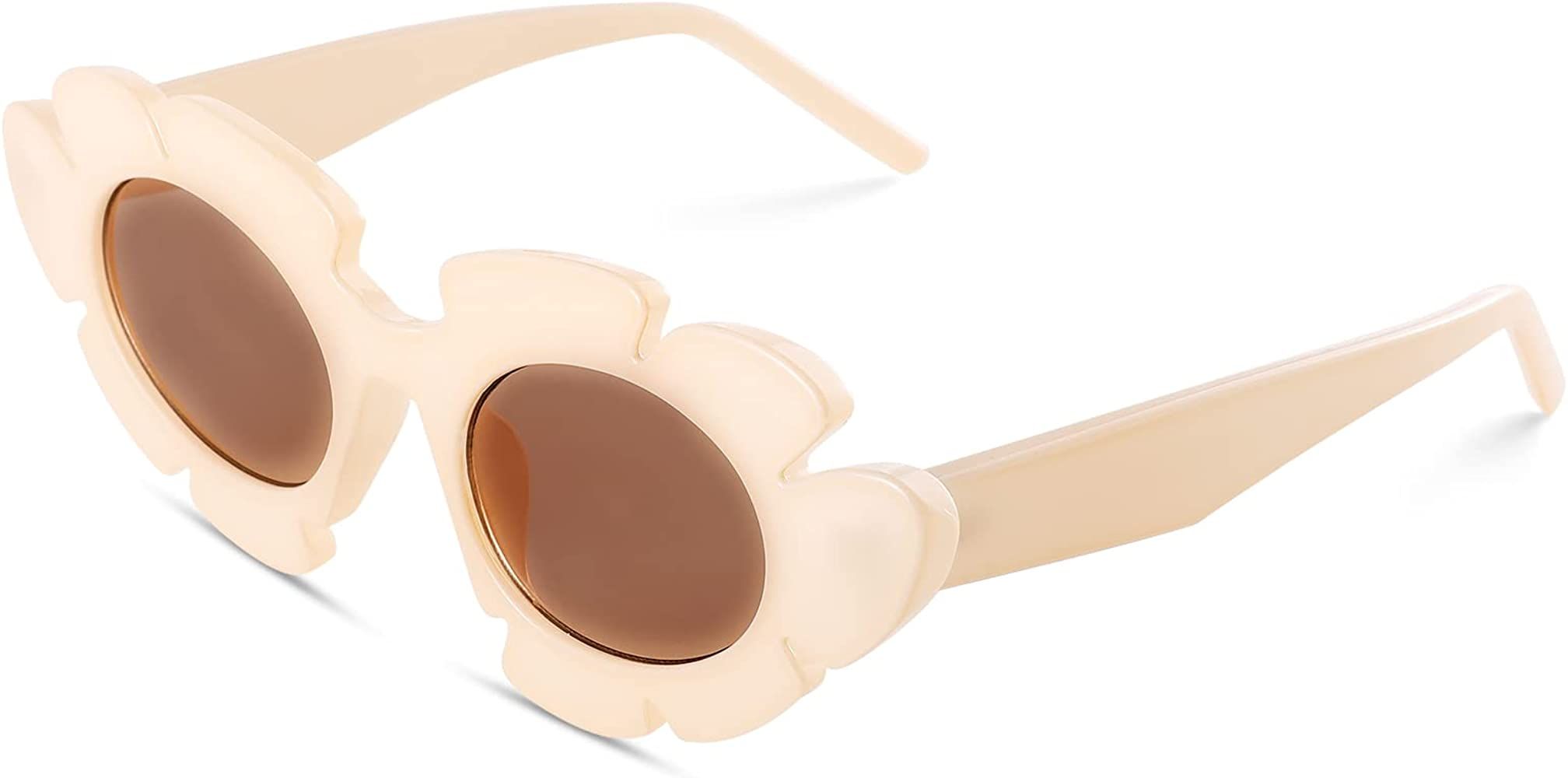 COASION Trendy Cat Eye Flowers Sunglasses for Women Men Retro Fashion Nude Chunky Shades UV400 Pr... | Amazon (US)