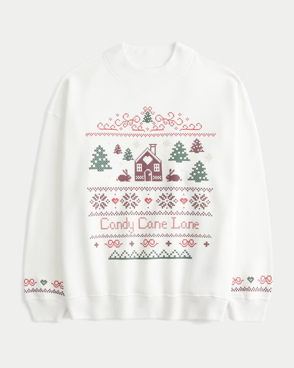 Oversized Mock-Neck Puff Print Winter Graphic Sweatshirt | Hollister (UK)