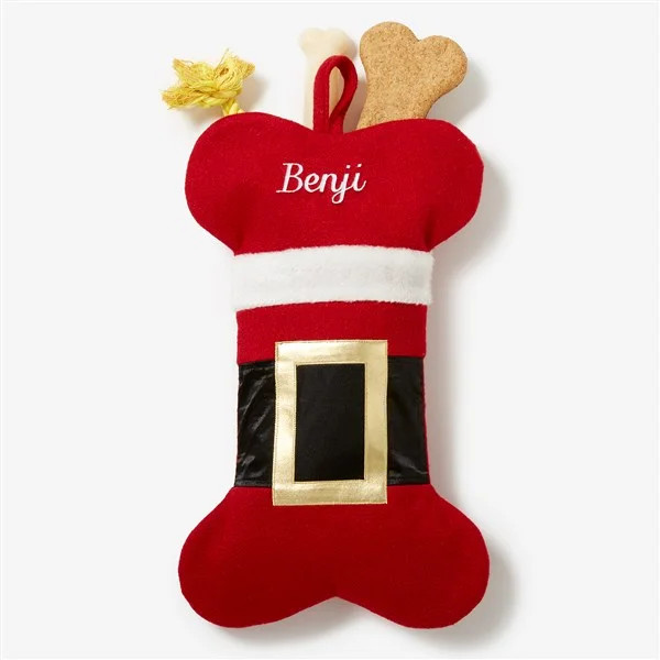 Personalized Dog Christmas Stocking - Santa Belt | Personalization Mall