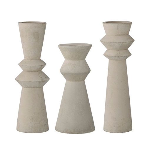 Bloomingville Concrete Taper Candleholder, Set Of 3 A75400019set | Bellacor | Bellacor