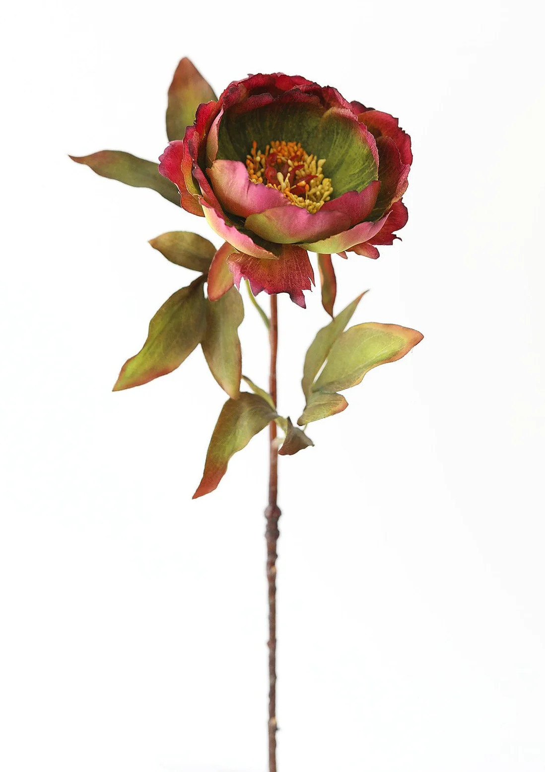 Fake Peony Flower in Purple Green - 22" | Afloral