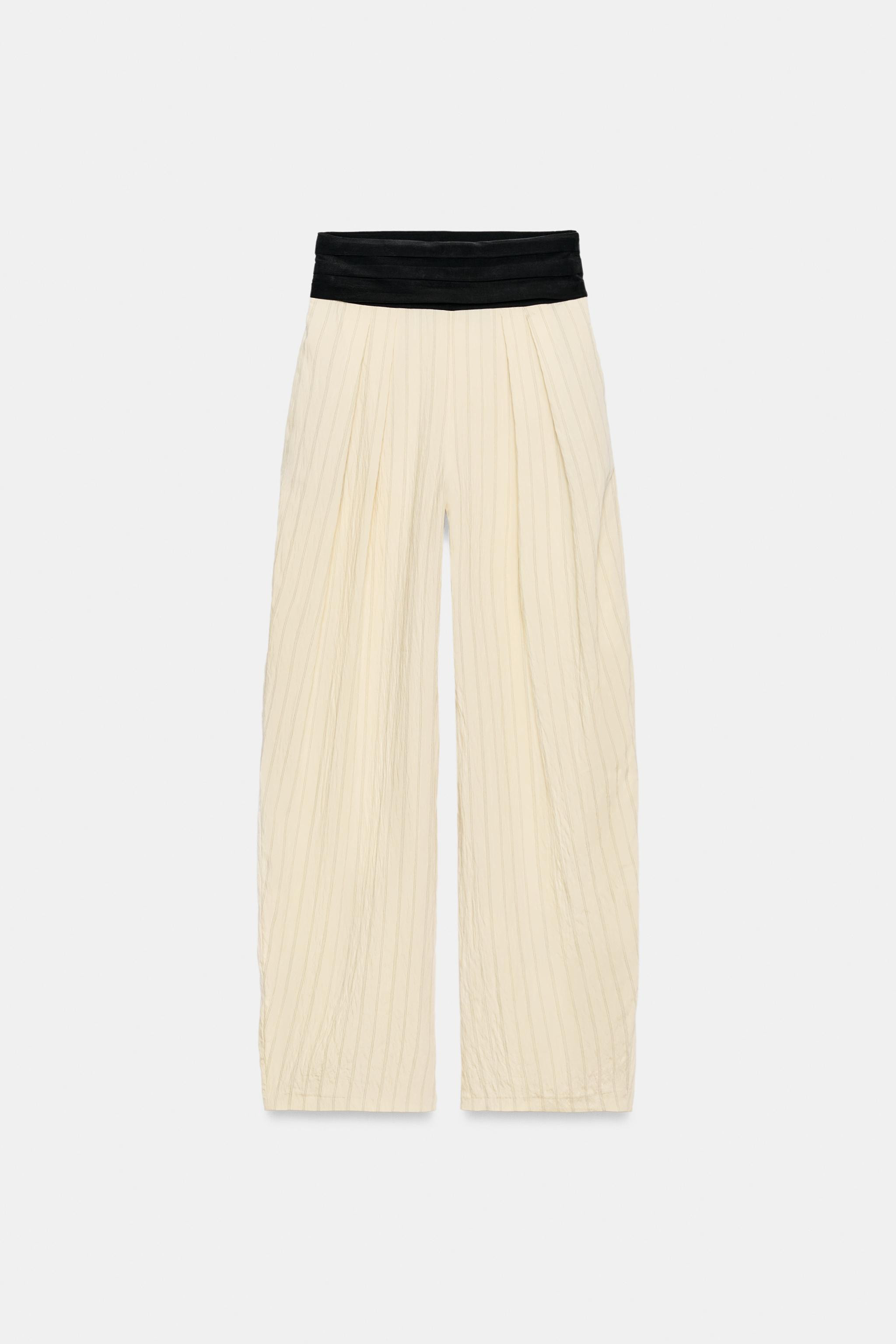 ZW COLLECTION STRIPED SASH BELT TROUSERS | Zara UK