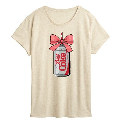 Women's Diet Coke Coqutte Pink Bow on Can Short Sleeve Graphic T-Shirt - Birch - X-Large | Target