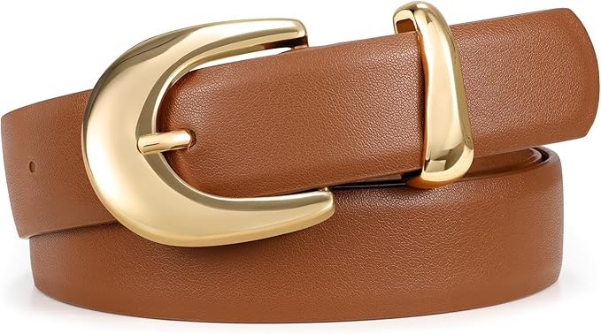 XZQTIVE Women PU Leather Belt for Jeans Pants Ladies Fashion Skinny belt with Gold Silver Buckle | Amazon (US)