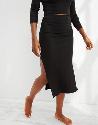 Aerie Ribbed Midi Skirt | American Eagle Outfitters (US & CA)