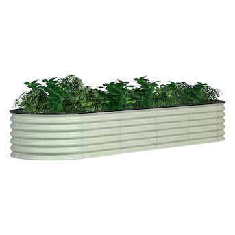 VEIKOUS 24-in W x 96-in L x 17-in H Off-white Metal Raised Garden Bed | Lowe's