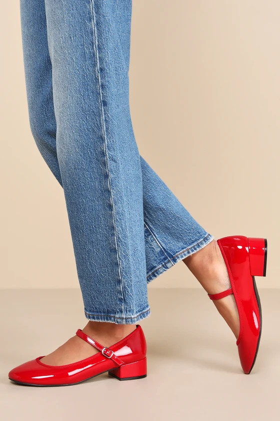 Tutu Red Patent Low Heel Mary Janes | Lulus