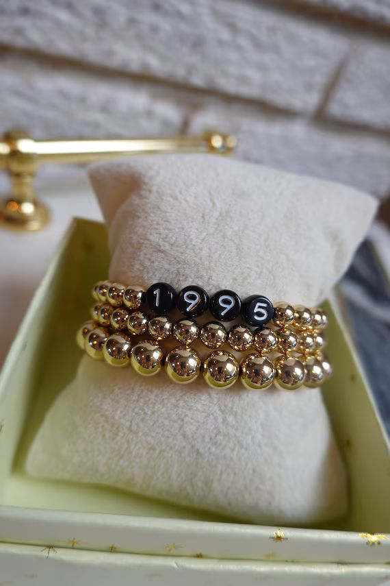 Birth Year Bracelet | Custom Date Bracelet Pack | Number Bracelet | Beaded Bracelet | Wedding Bra... | Etsy (US)