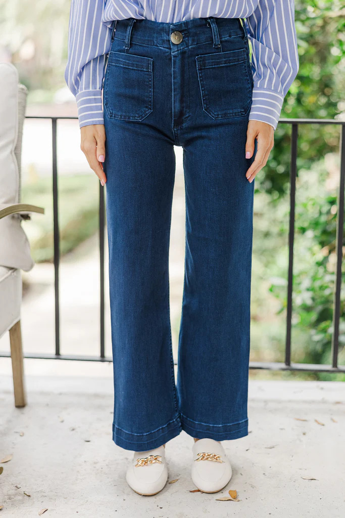 Big Dreams Dark Denim Wide Leg Jeans | The Mint Julep Boutique