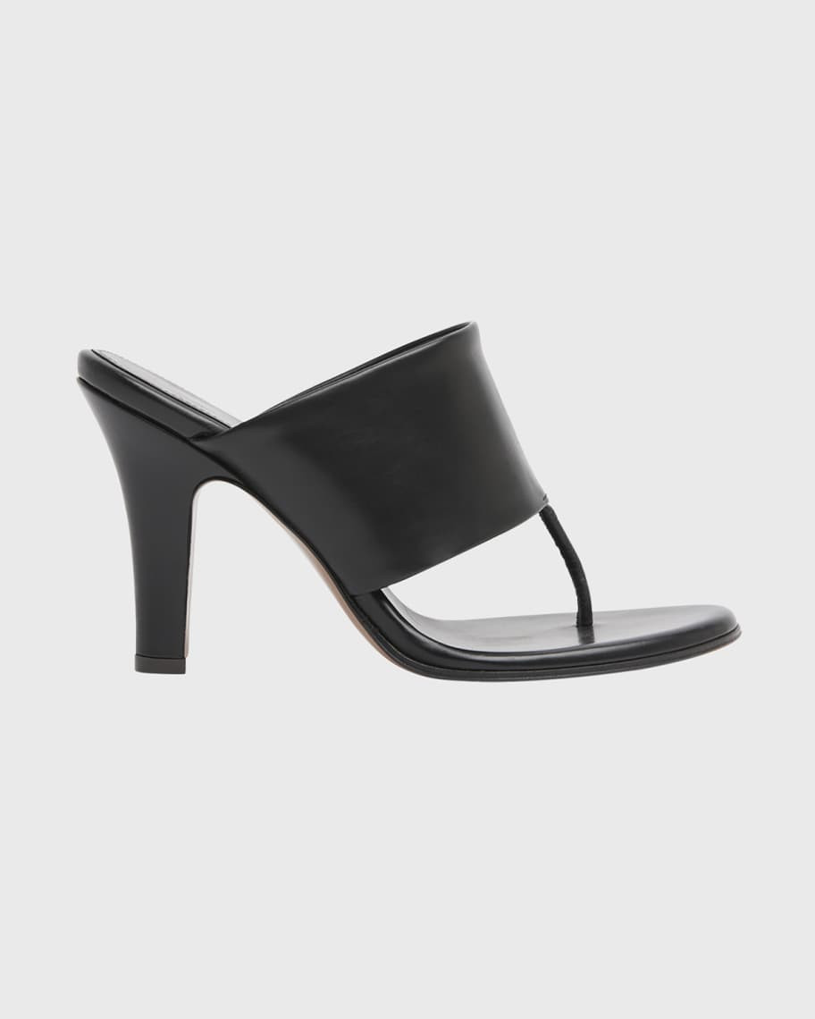 Signum Leather Heeled Thong Sandals | Neiman Marcus