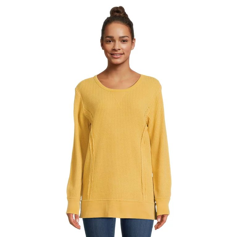Time and Tru Women’s Waffle Pullover Top with Long Sleeves | Walmart (US)