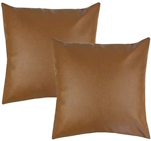 Woven Nook Decorative Throw Pillow Covers, 100% Polyester Faux Leather, Milo Set, Pack of 2 | Amazon (US)