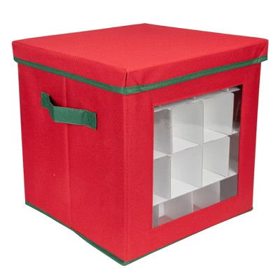 Northlight 12" Red Christmas Ornament Storage Bag with Removable Dividers | Target