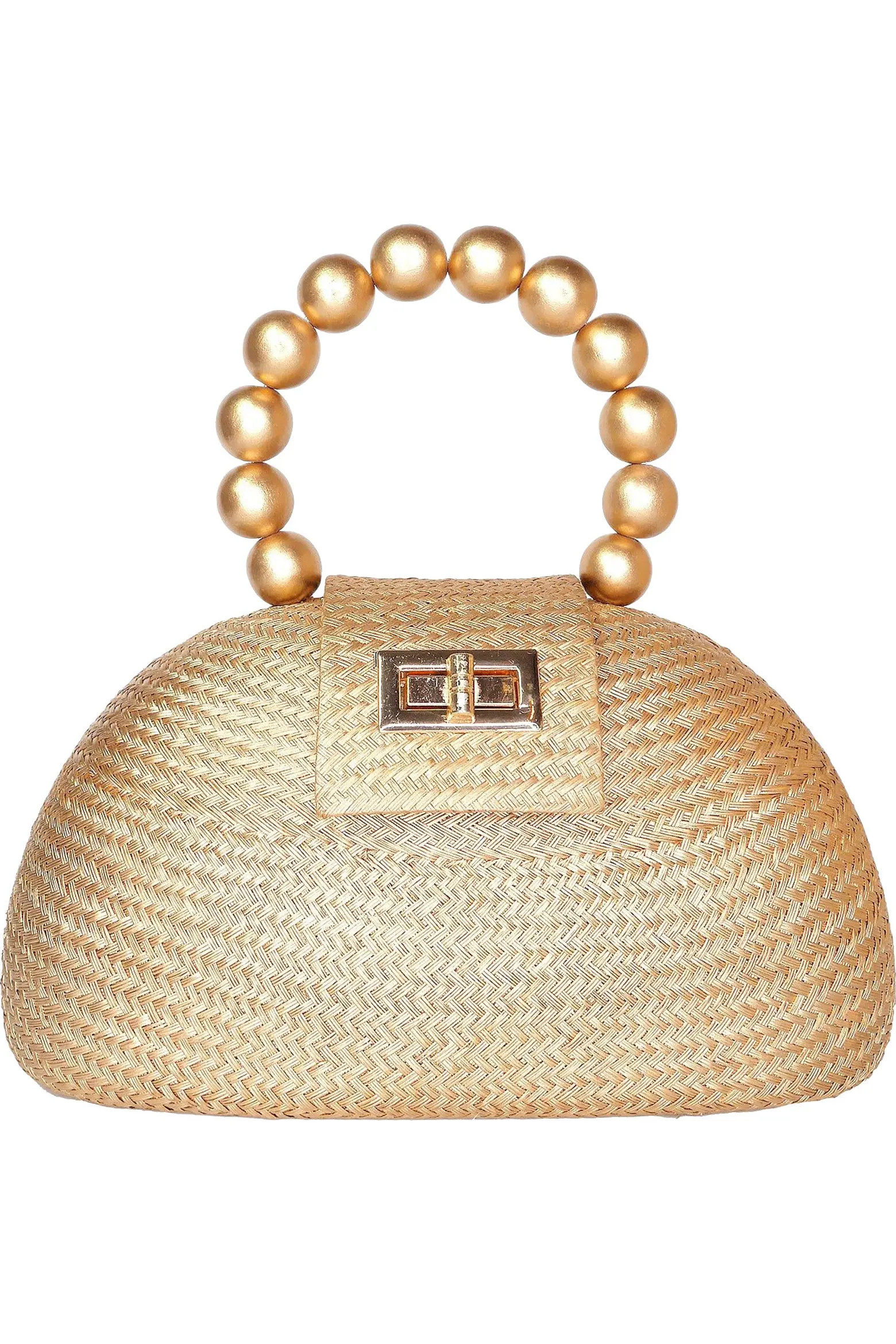 Soli & Sun THE ORLA Woven Straw & Wooden Bead Statement Clutch Bag (Women) | Nordstrom | Nordstrom