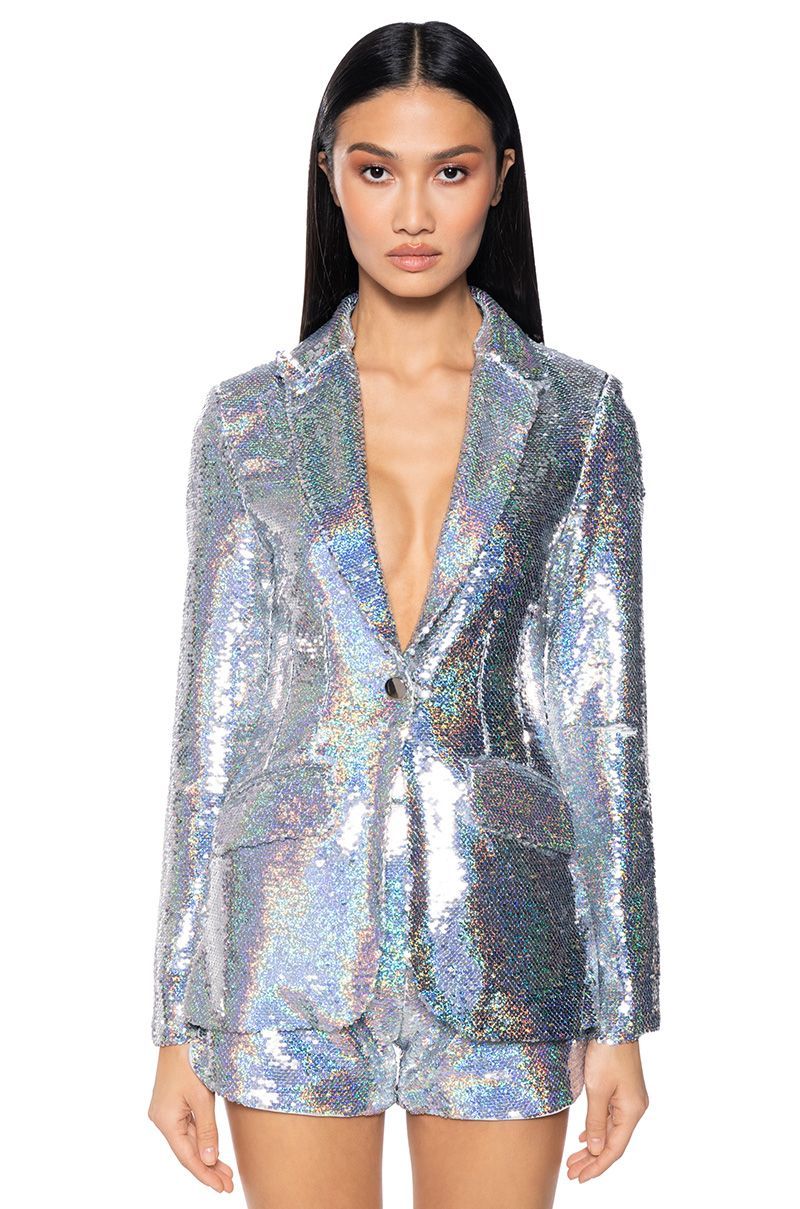 ALL UP IN MY MIND HANSEL HOLIDAY SEQUIN FITTED BLAZER | AKIRA