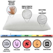 Soft Luxury Plush Gusseted Soft Gel Filled Stomach Standard Sleeper Pillow - Set of Two | Walmart (US)
