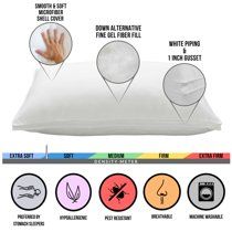 Soft Luxury Plush Gusseted Soft Gel Filled Stomach Standard Sleeper Pillow - Set of Two | Walmart (US)