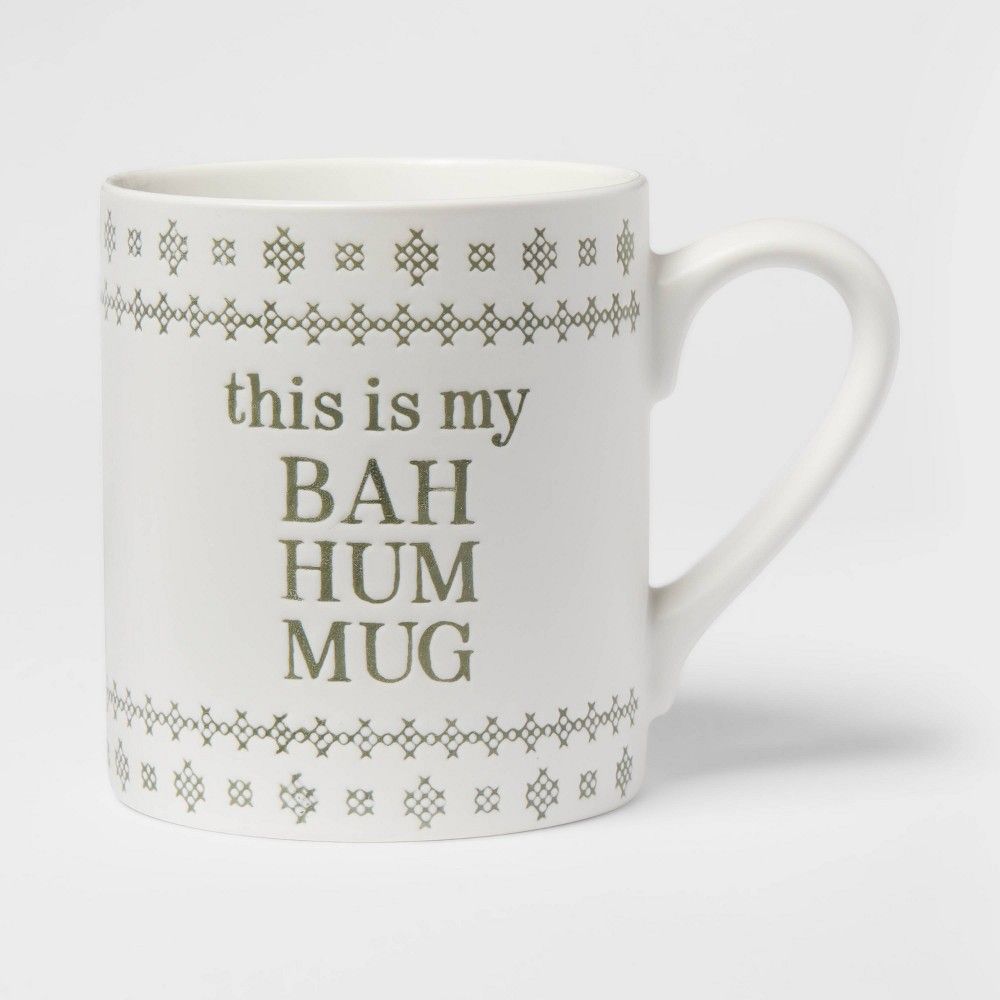 16oz Stoneware This Is My Bah Hum Christmas Mug White - Threshold | Target