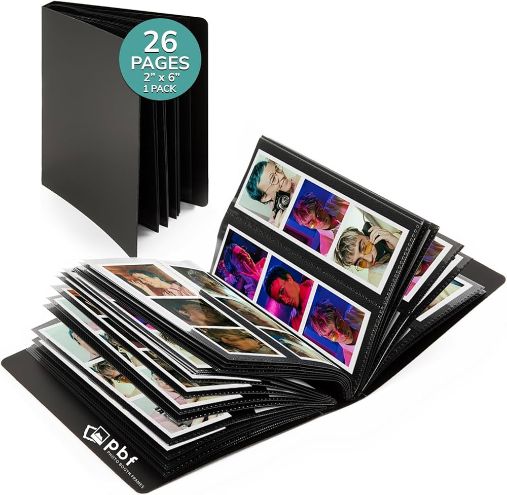 pbf Photo Booth Album | 2x6 Strips Memory Book | 26 Pages, Holds 104 Photos (Black, Wedding, 1-Pa... | Amazon (US)