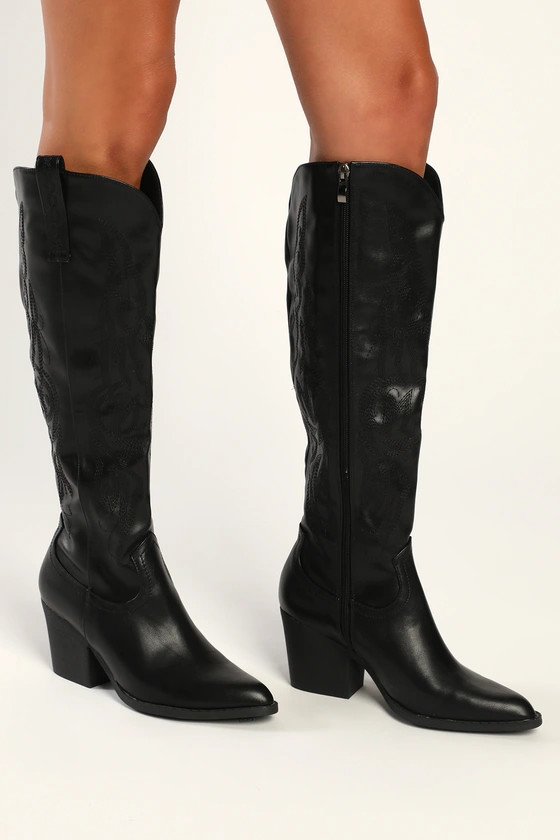 Oril Black Pointed-Toe Knee-High Boots | Lulus (US)