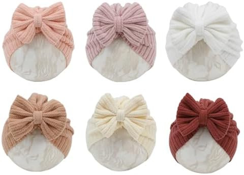 Baby Girl Velvet Big Hair Bow Knotted Head Wrap Oversized Bow Beanie India Cap Warm for Newborn I... | Amazon (US)