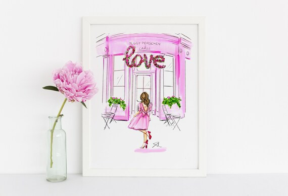 PEGGY IN PINK Fashion Illustration PrintFashion | Etsy | Etsy (US)
