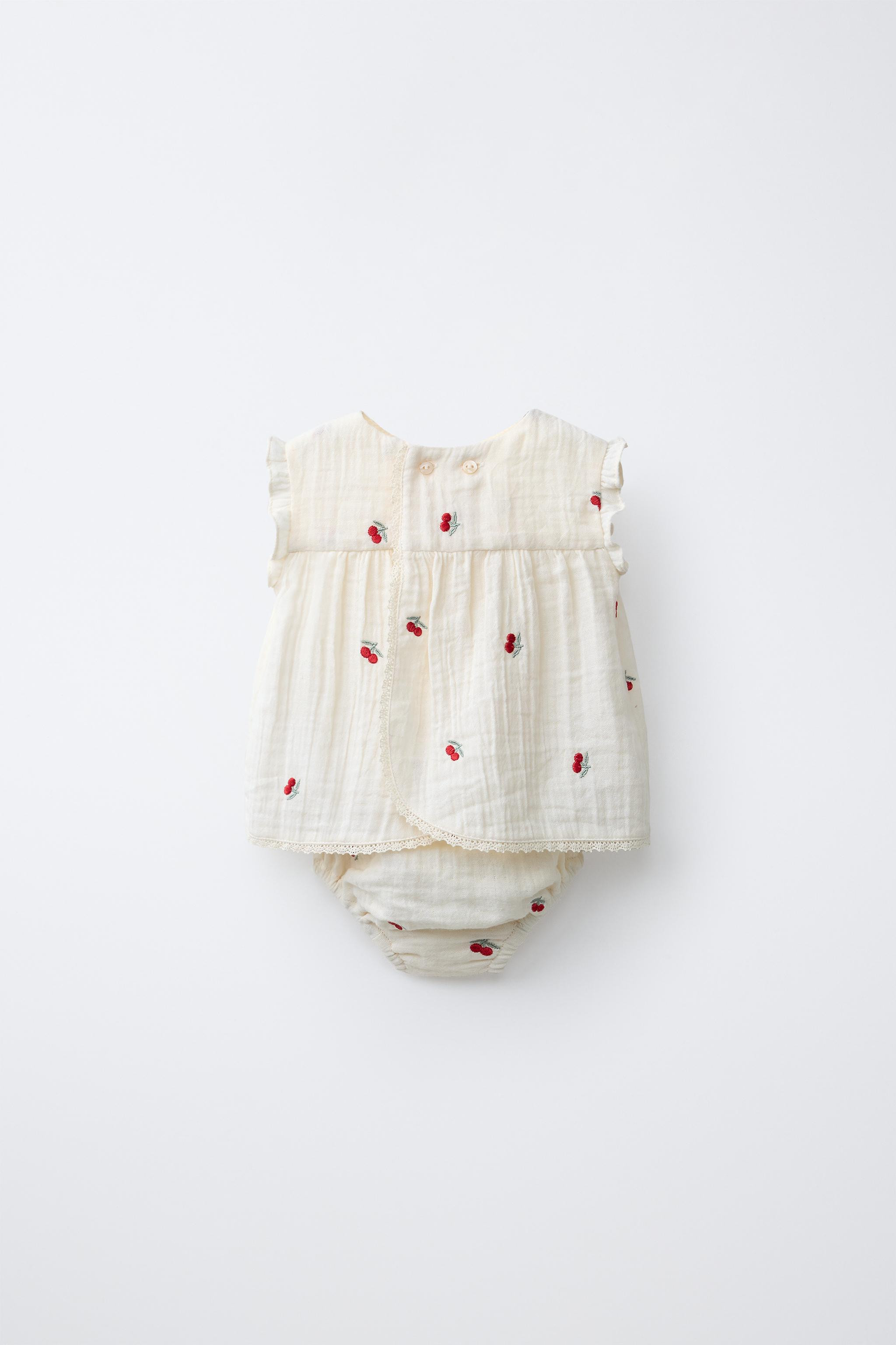 EMBROIDERED CHERRY TEXTURED BLOUSE AND BLOOMERS SET | Zara US
