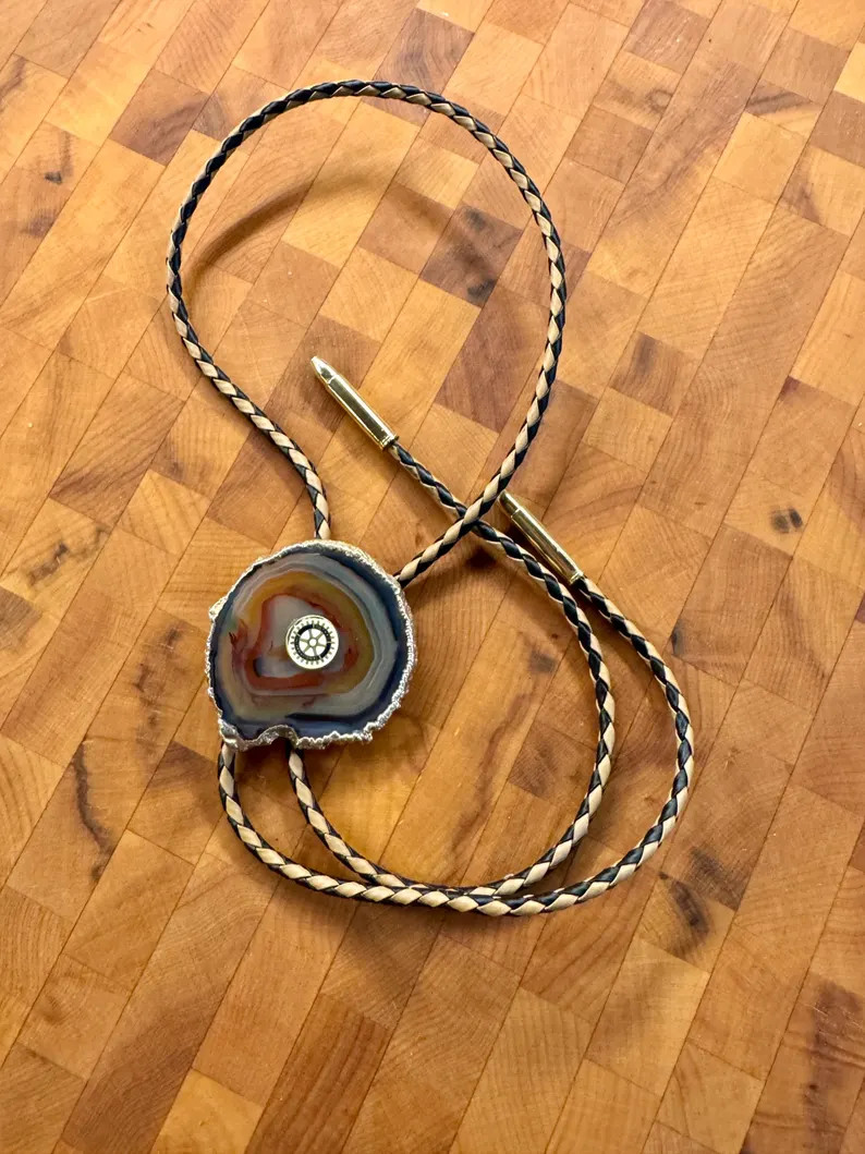 Vintage Agate Bolo Tie Rotary International Emblem Western Rodeo Jewelry | Etsy (Global)