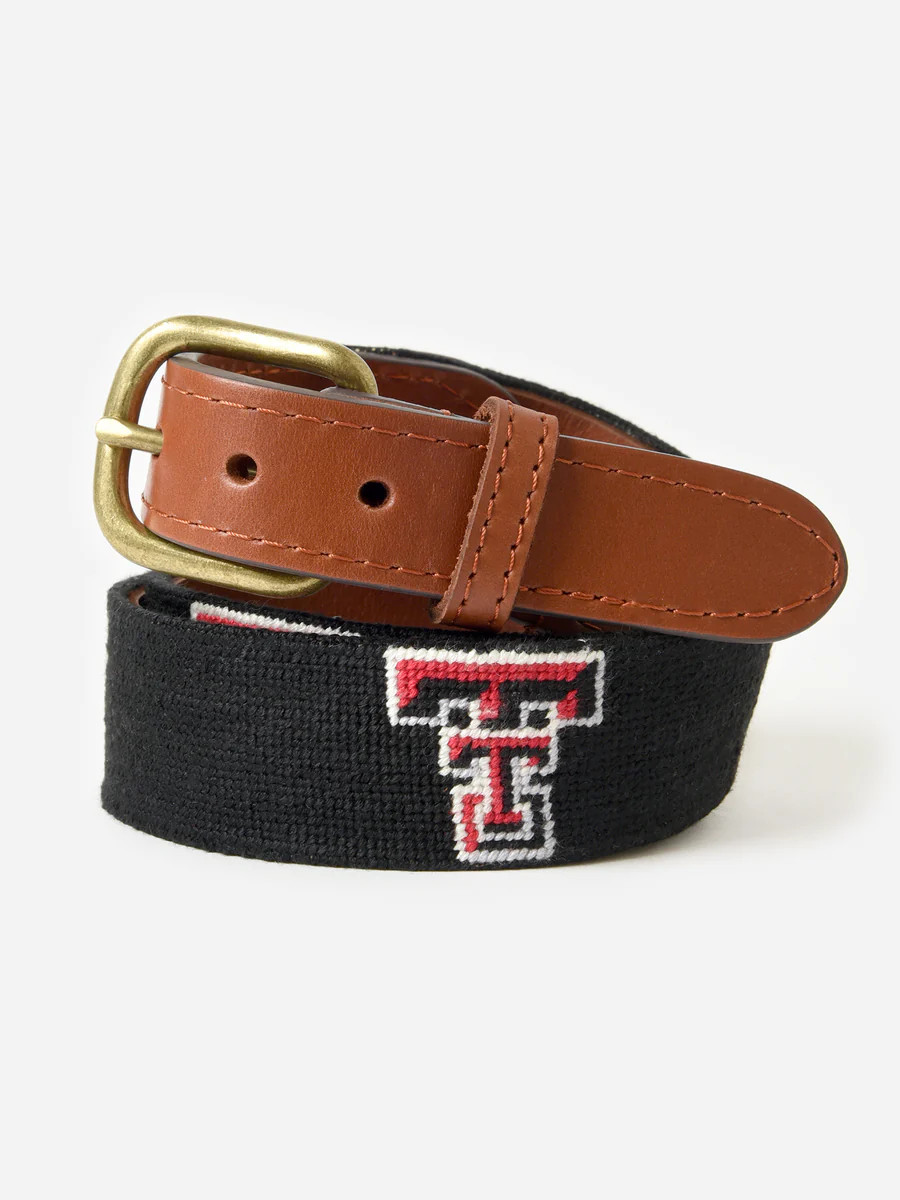 Smathers & Branson Men's Texas Tech University Needlepoint Belt | Saint Bernard