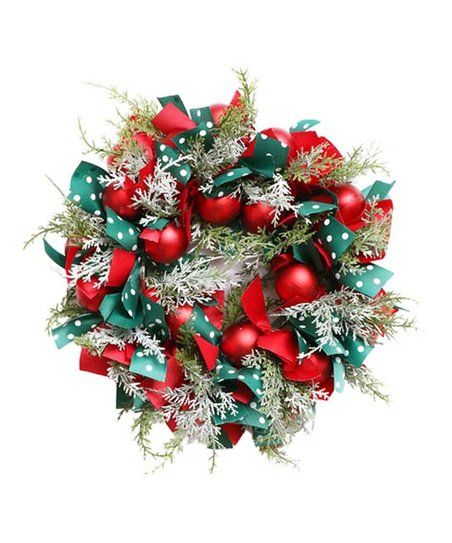 Cupid Works Green & Red Christmas Ball Ribbon Wreath | Zulily