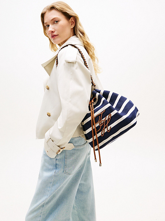 Stripe Logo Adjustable Bucket Bag | Tommy Hilfiger UK
