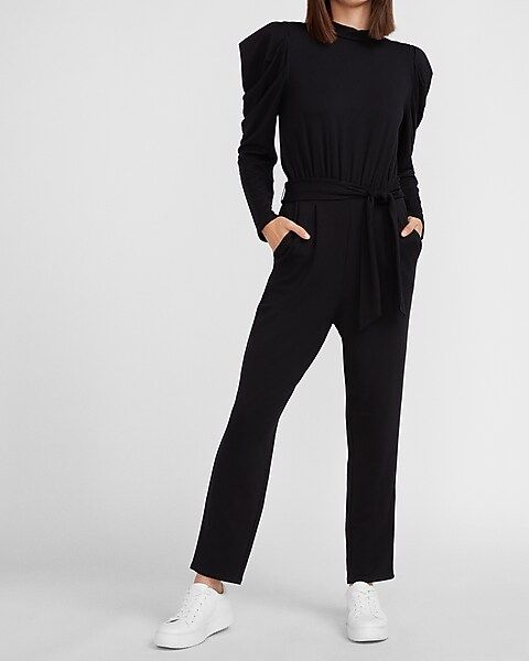 Cozy Belted Puff Sleeve Lounge Jumpsuit | Express