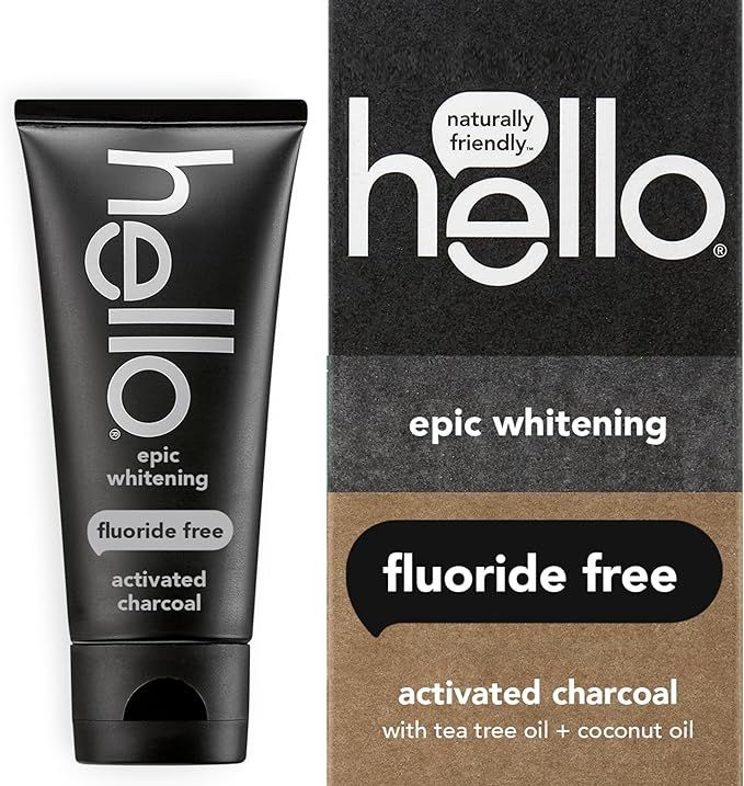 hello Activated Charcoal Epic Whitening Fluoride Free Toothpaste, Fresh Mint + Coconut Oil, Vegan... | Amazon (US)