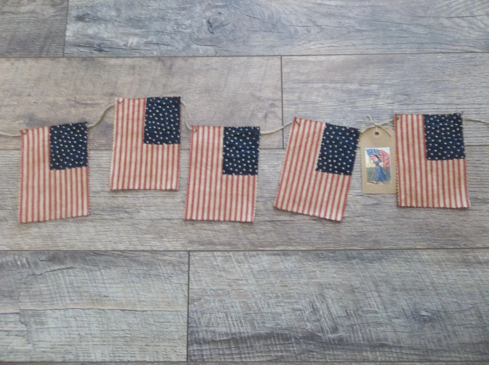 Primitive Handmade Americana Flag Garland - Patriotic/Farmhouse/Country | Etsy (US)