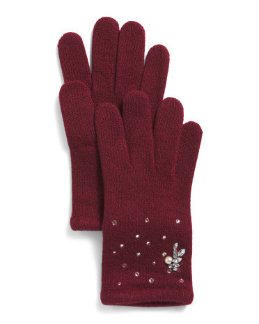 Cashmere Gloves With Scattered Jewels | Marshalls