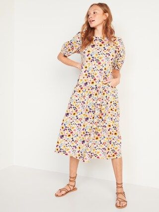 Floral-Print All-Day Midi Swing Dress for Women | Old Navy (US)