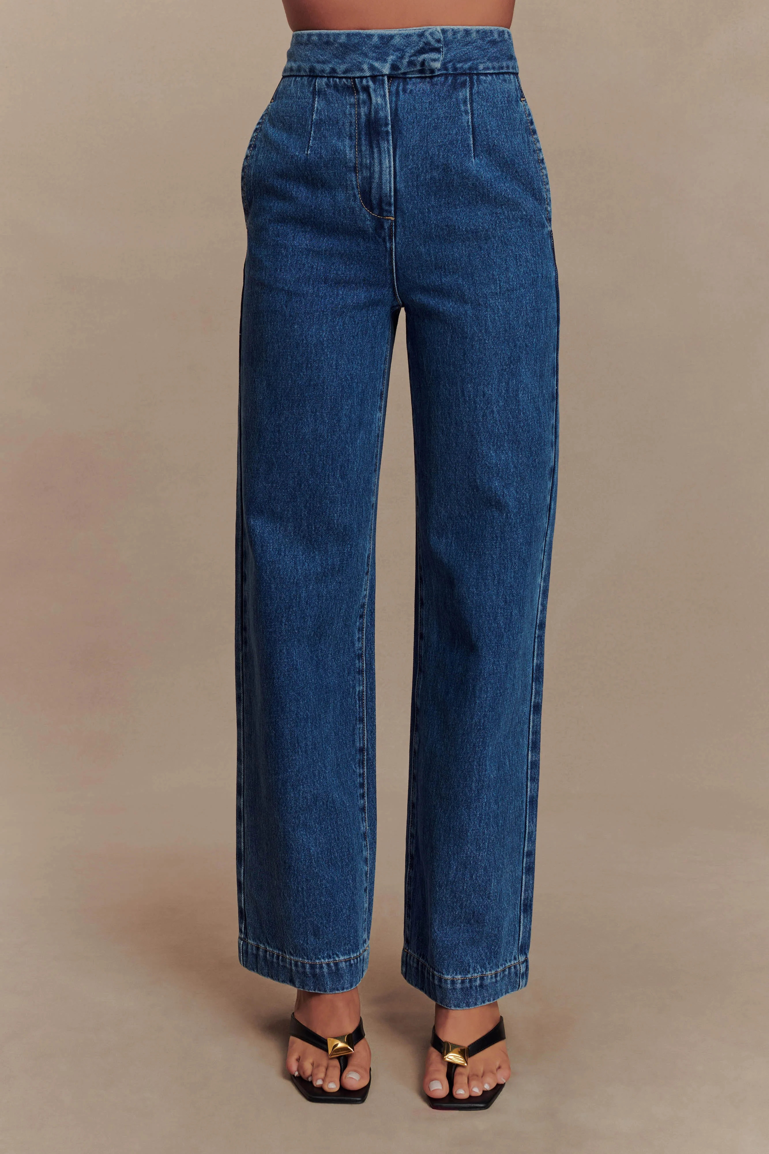Wide Leg Denim Jeans - 90'S Blue | MESHKI US