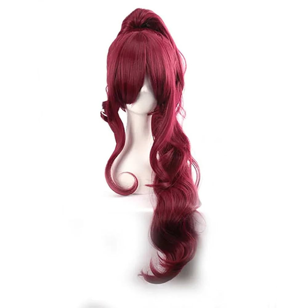 Megara Dark Red Wig - Cherry Red Ponytail for Meg Hercules Costume Cosplay Accessories | Amazon (US)