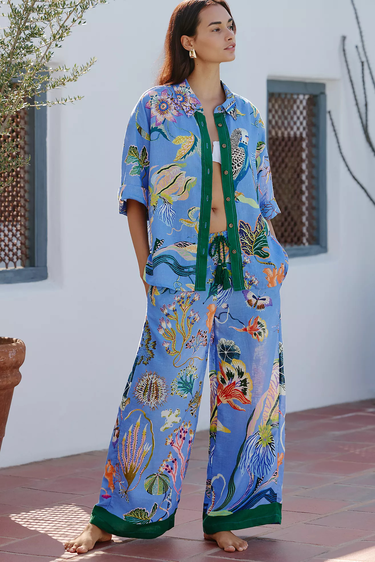 Celandine x Sarah Gordon Linen Blend Wide-Leg Pants | Anthropologie (US)