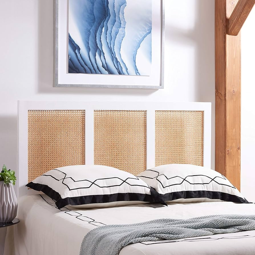 SAFAVIEH Home Collection Vienna White Wash Cane Full Headboard Platform, Double (HBD8004C-F) | Amazon (US)