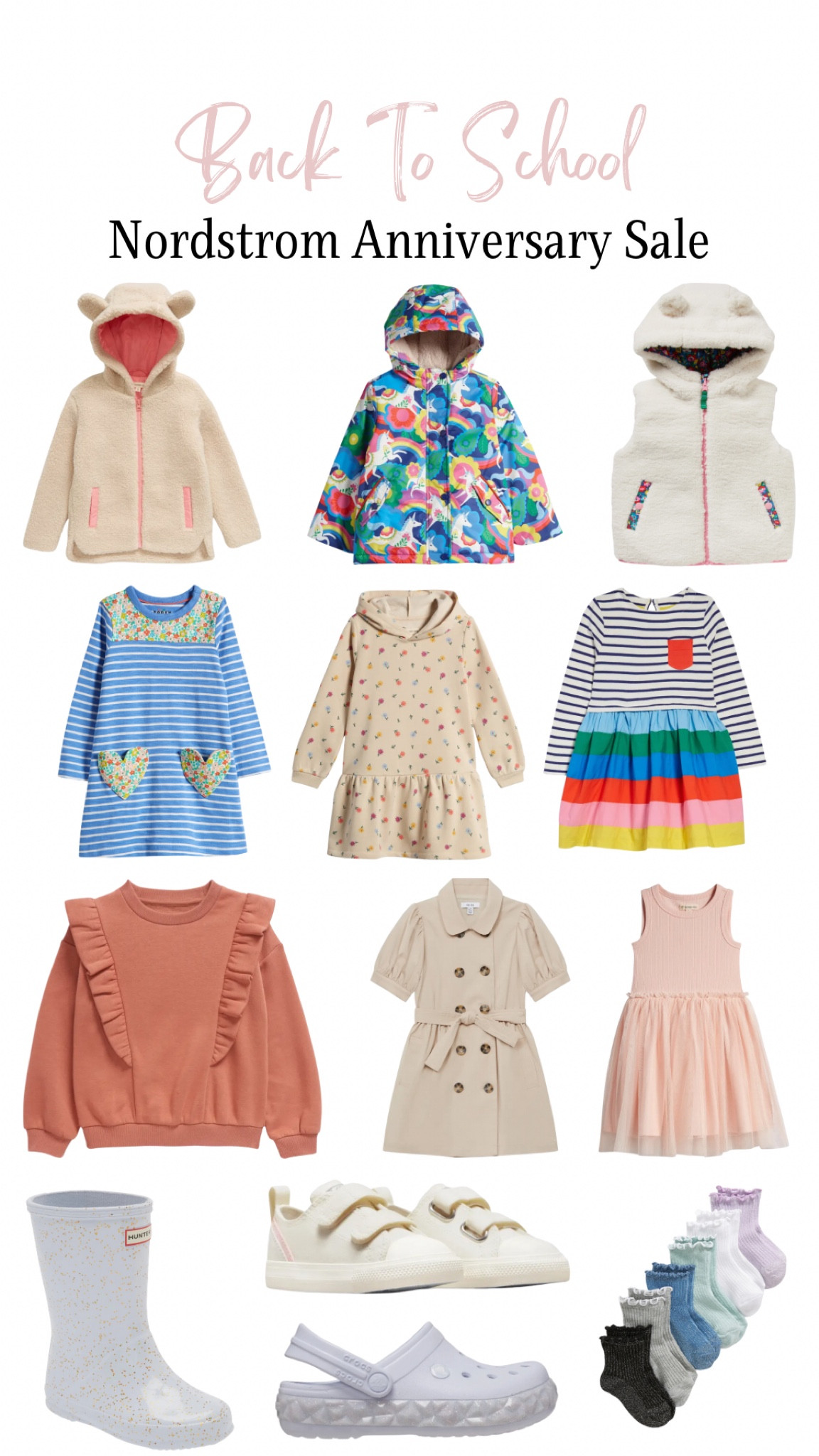 Back To School - Nordstrom Anniversary Sale! 

Sneakers for kids, kids’ sweatshirt dress, kids’ rain boots, hooded vest for kids, kids’ ankle socks, dresses and jackets for kids!

#LTKSummerSales #LTKKids #LTKSaleAlert