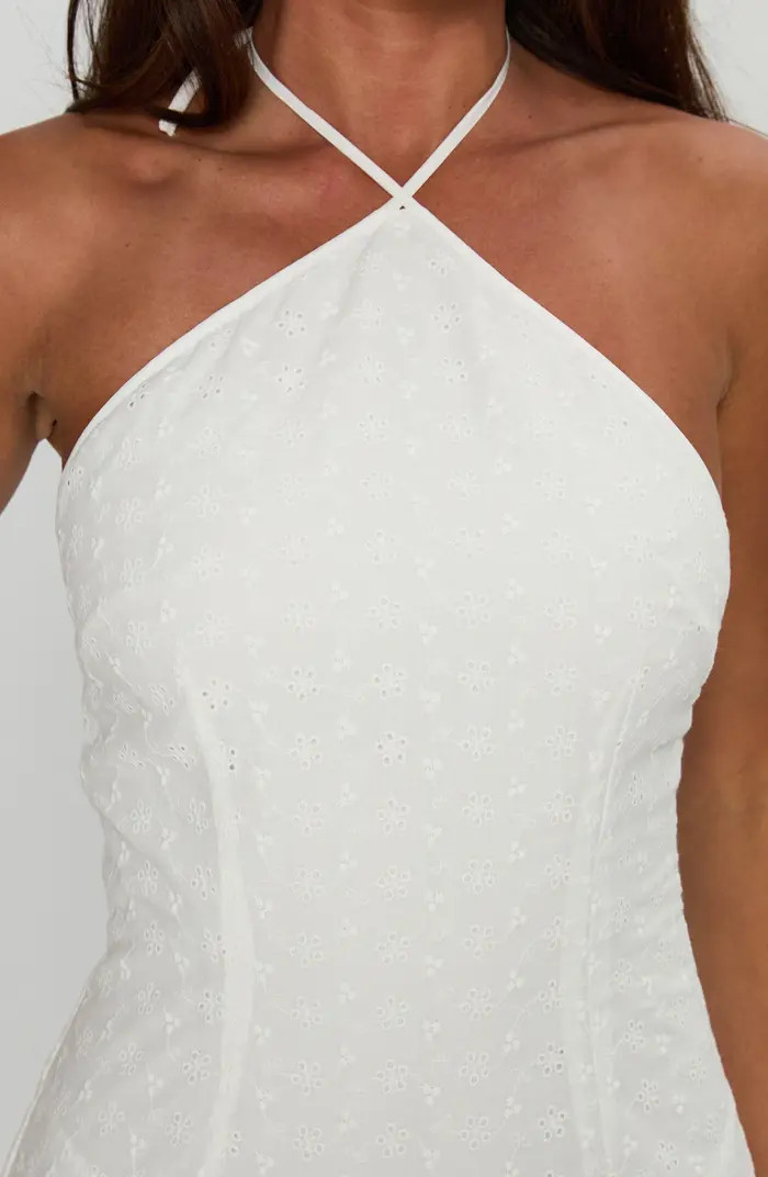 Flower Child Cotton Eyelet Halter Minidress | Nordstrom