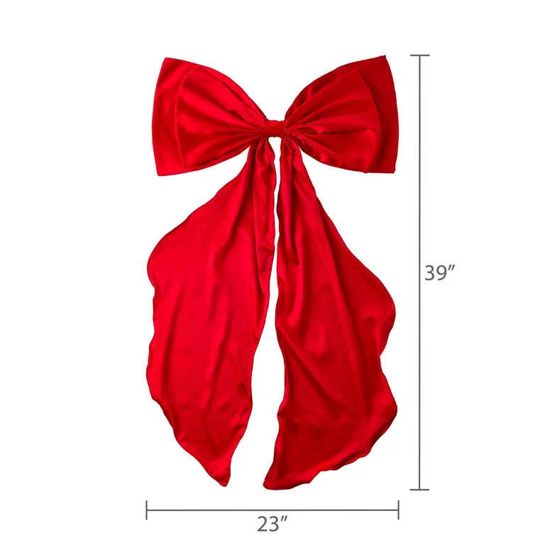 Fabric Satin Bow Christmas Tree Topper, Red, 34.5", by Holiday Time | Walmart (US)