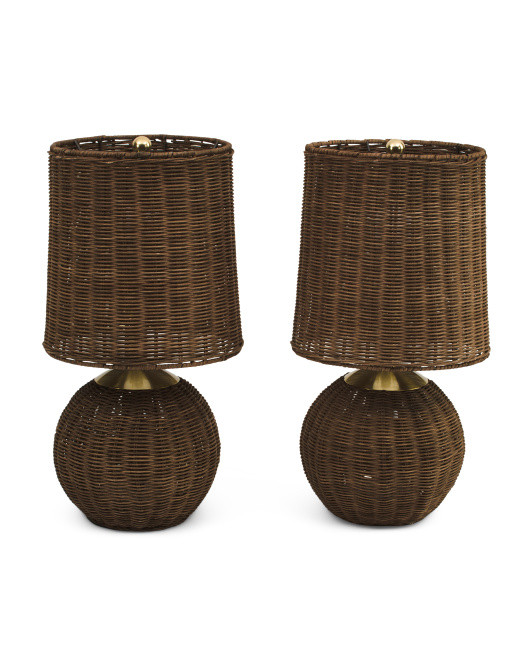 Set Of 2 20in Rattan Table Lamps | Home | Marshalls | Marshalls