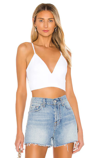 Thin Strap V Neck Crop Top in Sugar | Revolve Clothing (Global)