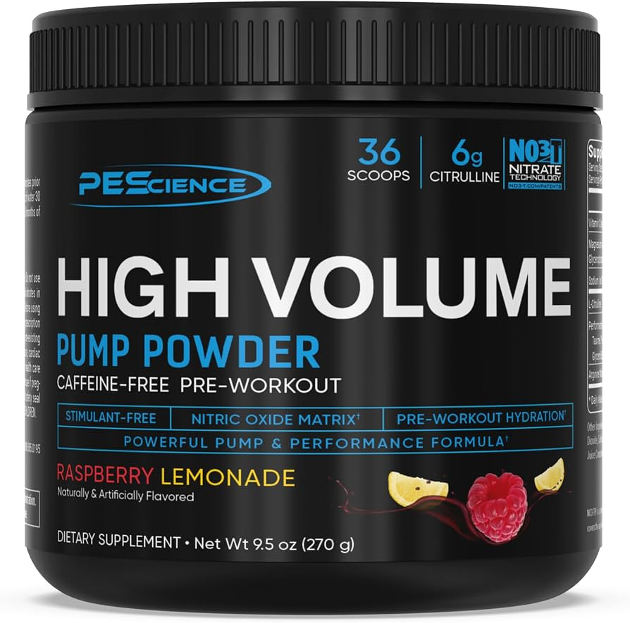 PEScience High Volume Nitric Oxide Booster Pre Workout Powder with L Arginine Nitrate, Raspberry ... | Amazon (US)