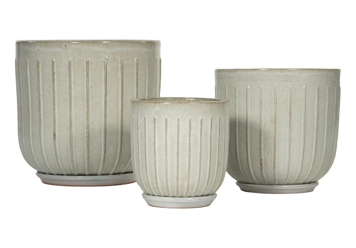WHITE CERAMIC PLANTER | Set of 3 | Hand Glazed Vanilla Bean | Alice Lane Home Collection