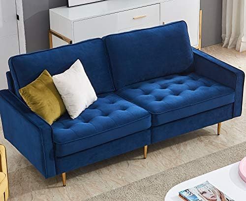 Danxee Velvet Fabric Sofa Couch 71" Wide Mid Century Modern Tufted Fabric Sofa Living Room Sofa 7... | Amazon (US)