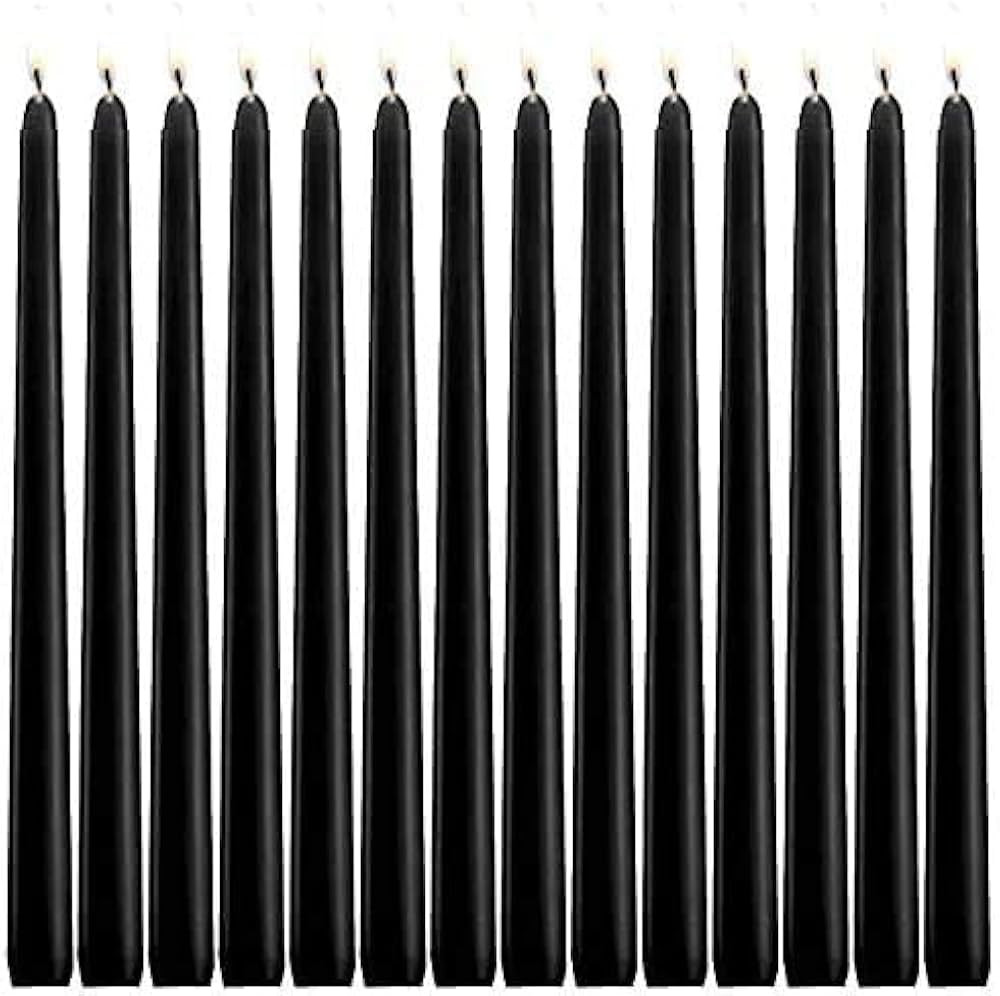 JHENG 10 Inch BlackTaper Candles, 14 Pack Tall Unscented Dripless with Cotton Wicks Perfect for D... | Amazon (US)